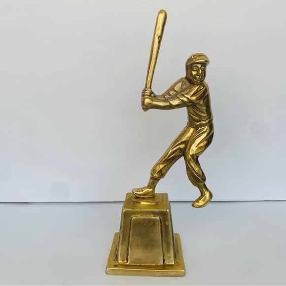 Vintage Brass Baseball Batter Statue - Picture 1 of 9